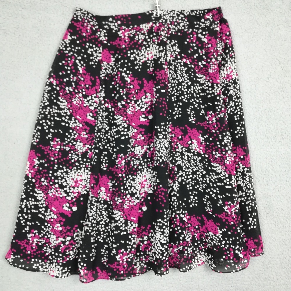 Jones Studio Womens Skirt Midi Black Pink Abstract Dot Print Below Knee Plus 14W